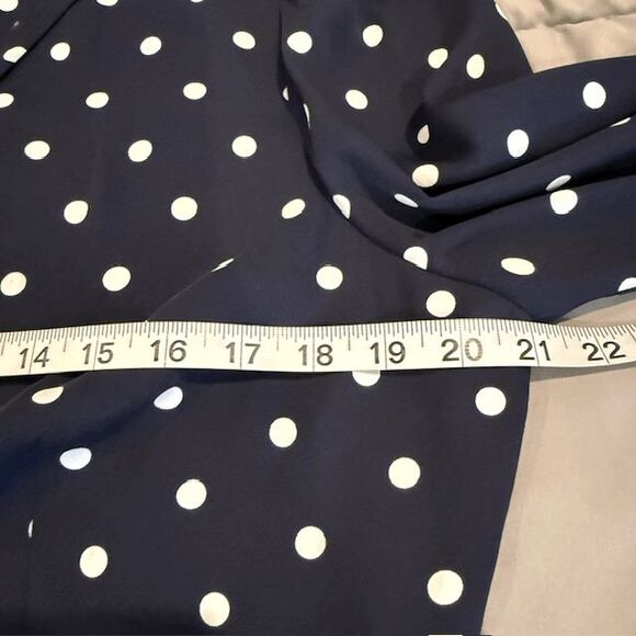 HOBBS London Ayla Spot Fit & Flare Navy Polka Dot Dress Crystal Button Size 10 - Picture 12 of 16